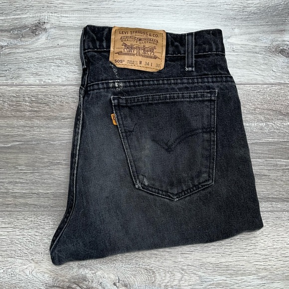 Vintage 505 Levi’s Regular Fit Straight Leg 34/30 Black Wash - Picture 11 of 12